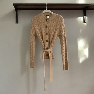 J. CREW Wool Angora Cashmere Blend Camel Belted Cardigan Sweater Size M Fits S